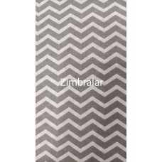 Tecido Popeline Branco e Cinzento Zigzag 1.50m largura, Le Tissu By Domotex